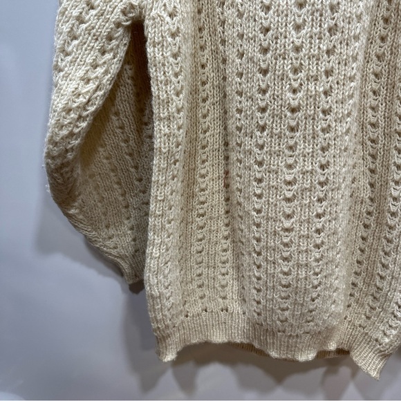Vintage McRitchie Of Edinburgh 100% Pure Wool Jumper Size L Cream Fisherman - Picture 6 of 9